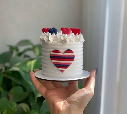 Florals With Hearts Around Cake